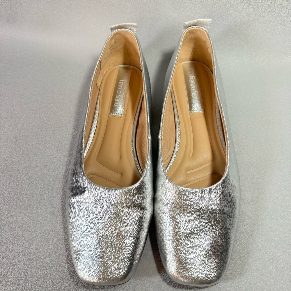 Franco Sarto Ariel Metallic Silver Square Toe Ballet Flats - Picture 5 of 15